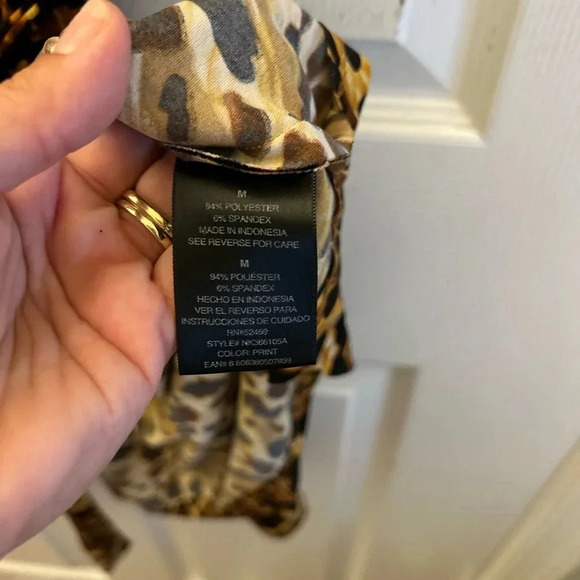 Norma Kamali Wrap Dress Leopard Print Jersey Sweetheart Neckline Size Medium - Picture 6 of 6